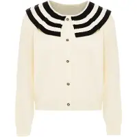 NAEMI Cárdigan negro / blanco lana