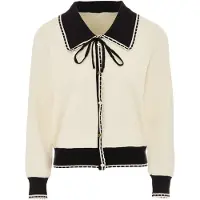 NAEMI Cárdigan negro / blanco lana