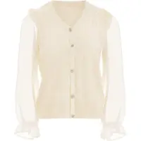 CARNEA Cárdigan beige / blanco lana