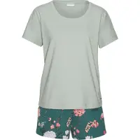 LASCANA Pijama de pantalón corto verde moteado / mezcla de colores