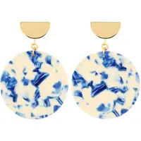 Fräulein Wunder Pendientes 'Amal' azul oscuro / azul claro / azul oscuro / oro