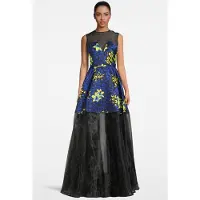 Marcell von Berlin Women‘s Floral Fabric Evening Gown Blue Lilly Print/ Black Talla: 36 | Vestidos Maxi Outlet | Mujer | Azul