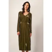 White Stuff Nadia Velvet Dre Dark Chartreuse Talla: 8 | Vestidos Midi Outlet | Mujer | Verde