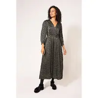 White Stuff Paula Metallic Dre Black Talla: 10 | Vestidos Midi Outlet | Mujer | Negro