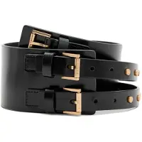 AllSaints Elodie Double Belt Black/warm Brass Talla: XS | Cinturones Outlet | Mujer | Negro