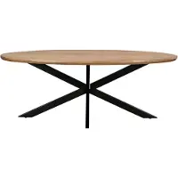 LivingFurn Mesa Jesper, 240x110x76 cm, madera de mango, acero, color natural negro