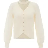 NAEMI Cárdigan blanco lana