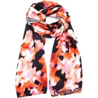 Desigual , Foulard rectangular abstracto, Poliester, Rojo, U