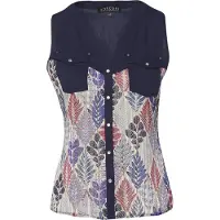 KOROSHI Blusa navy / gris / azul violaceo / rojo carmesí
