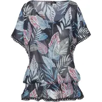 KOROSHI Blusa navy / azul paloma / rosa oscuro
