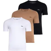 BOSS para hombre. 50475284 Pack de 3 camisetas interiores (S), Negro, Blanco, Marrón, Homewear, Algodón, Manga corta, outlet 2026.