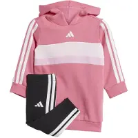 Adidas Chándal 'SEASONAL ESSENTIALS TIBERIO 3 STRIPES FLEECE LEGGINGS' rosa oscuro / negro / blanco