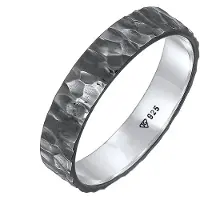 KUZZOI Anillo gris basalto / plata