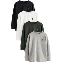 Next Camiseta gris moteado / verde oscuro / negro / blanco
