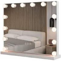 Costway Espejo de Hollywood de con iluminación, espejo de mesa con 14 luces LED regulables y 3 tonos de luz