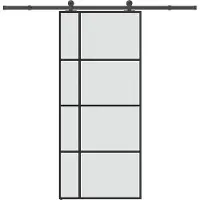 vidaXL Puerta corredera con herrajes, 90x205 cm, vidrio de seguridad ESG y aluminio