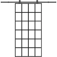 vidaXL Puerta corredera con herrajes, 102x205 cm, vidrio de seguridad ESG y aluminio