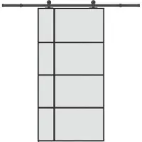 vidaXL Puerta corredera con herrajes, 102,5 x 205 cm, vidrio de seguridad ESG y aluminio