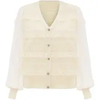 Carato Cárdigan beige / blanco lana
