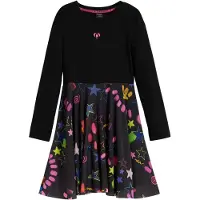 Desigual , Vestido combinado estrellas, Algodon, Negro, 3/4