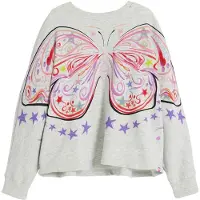 Desigual , Sudadera mariposa, Algodon, Blanco, 9/10
