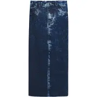 Desigual , Falda efecto denim, Algodon, Azul, XS