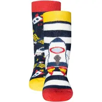 Ewers Calcetines 'Astronaut' azul noche / amarillo limón / gris / gris oscuro / rojo sangre