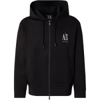 Armani Exchange para hombre. XM000371AF10818UC001 Sudadera con capucha y cremallera completa en algodón-poliéster elástico laminado negr