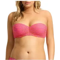 Seafolly - Women's Mesh Effect Bustier Bandeau - Parte superior de bikini size 32, fucsia