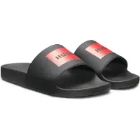 HUGO para hombre. 50548061 Chanclas con logo en la tira negro (39), Plano, Ninguno, Beachwear, outlet 2026.