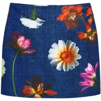 Desigual , Falda mini ajustada flores, Algodon, Azul, M
