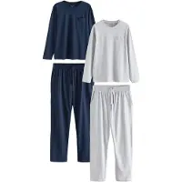 Next Pijama largo navy / gris moteado
