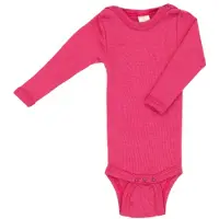 Engel - Baby Bodysuit Long Sleeve with Press Studs on Shoulder - Ropa interior merino size 98/104, fucsia