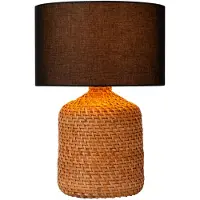 Lucide Lámpara de mesa trenzada de ratán con pantalla blanca, casquillo E27, modelo Arrah de