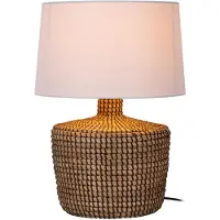 Lucide Lámpara de mesa Ambala, color beige y blanco, 1xE27x40W, diseño "hierba marina", dimensiones: 48x35x35 cm, IP20, marca