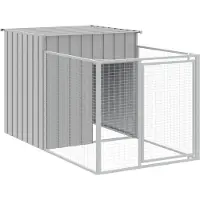 vidaXL Caseta para perros con zona de descanso, gris claro, 110 x 201 x 110 cm, acero galvanizado