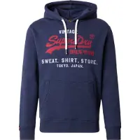 Superdry para hombre. M2014122A Sudadera de corte relajado con capucha y logo Vintage Heritage marino (XXL), Casual, Algodón, outle