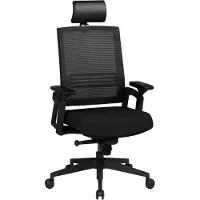 Amstyle Silla de escritorio Apollo A1, tapizada en tela negra, giratoria con reposacabezas; modelo SPM1.318