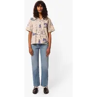 Nudie jeans Moa Waves Hawaii Shirt Ecru Talla: S | Camisas Outlet | Mujer | Marrón