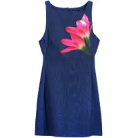 Desigual , Vestido mini efecto denim, Poliester, Azul, XL