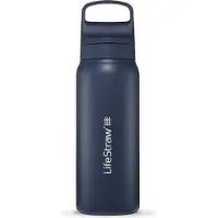 LifeStraw Go Aegean Sea GOST-650ML-AGSEA Stainless Steel, botella de agua con filtro de 2 fases, 650 ml