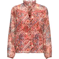 ONLY Blusa 'ONLVIKKI' beige / azul paloma / naranja