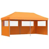 vidaXL Tienda de campaña plegable tipo pop-up para fiestas, con 3 paneles laterales, color naranja