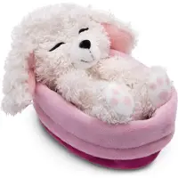 Nici Perro Poodle Durmiendo En Cesta De Peluche 12 Cm