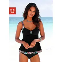 LASCANA Tankini turquesa / marrón / negro / blanco