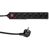 REV , toma de corriente de mesa de 6 enchufes, 1,4 metros de cable, color negro, con interruptor