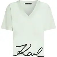 Karl Lagerfeld Karl Signature Hem V-neck Tshirt Spray Talla: M | Camisetas de Seda Outlet | Mujer