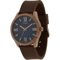 GUESS Reloj analógico 'Elliot' azul oscuro / marrón oscuro / oro