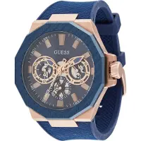 GUESS Reloj analógico 'INDY' azul oscuro / oro rosa