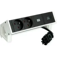 Bachmann Escritorio DESK2, 2 tomas UTE, 1 puerto USB-C de 30W, cable de 0,2 metros, modelo GST18, color RAL9010